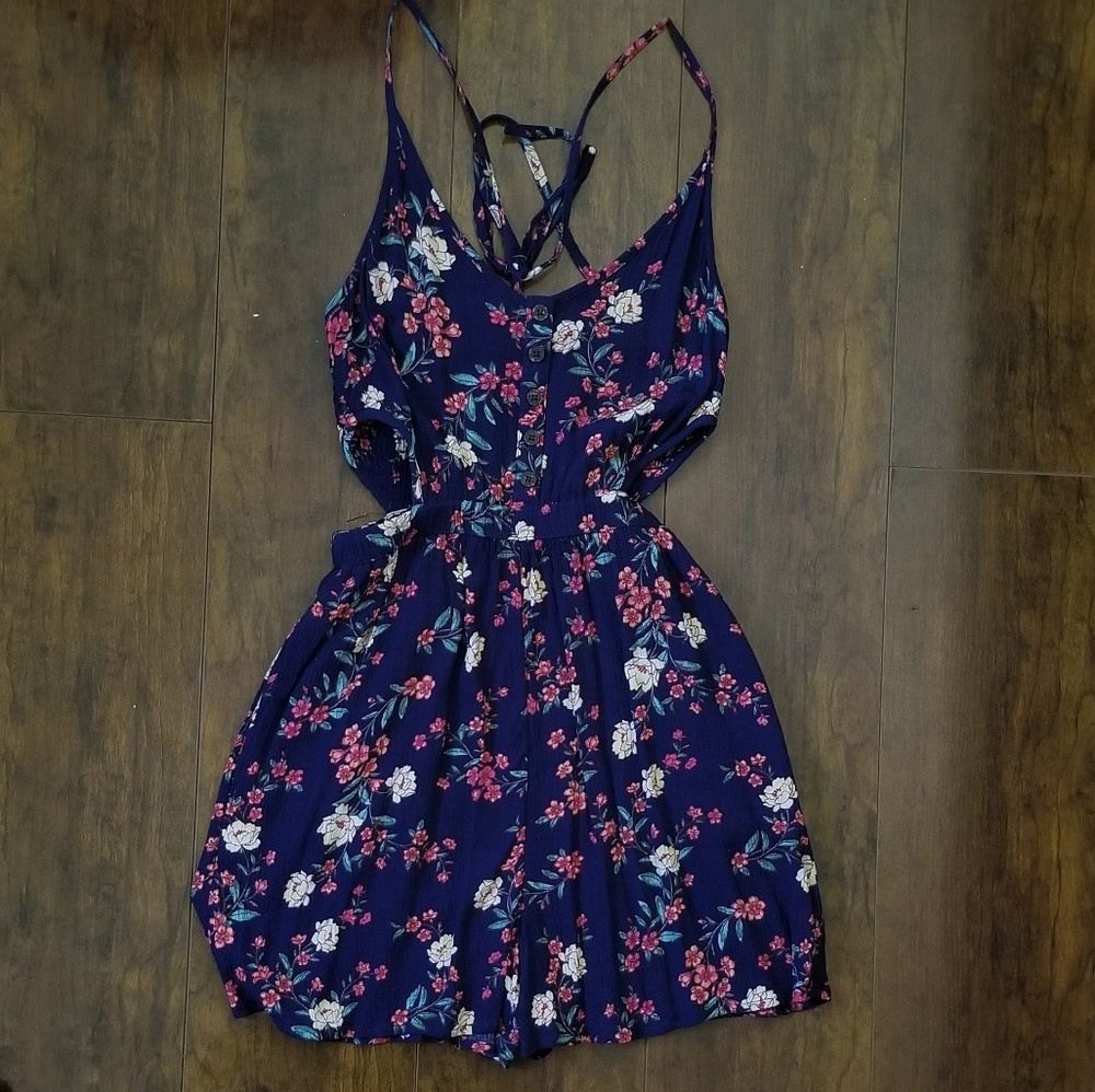 American Eagle Outfitters Floral Cutout Romper